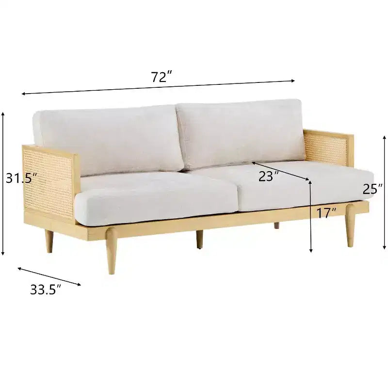 Christopher Knight Home Canapé trois places moderne Quince 72 en velours, bois d'hévéa et rotin avec coussin