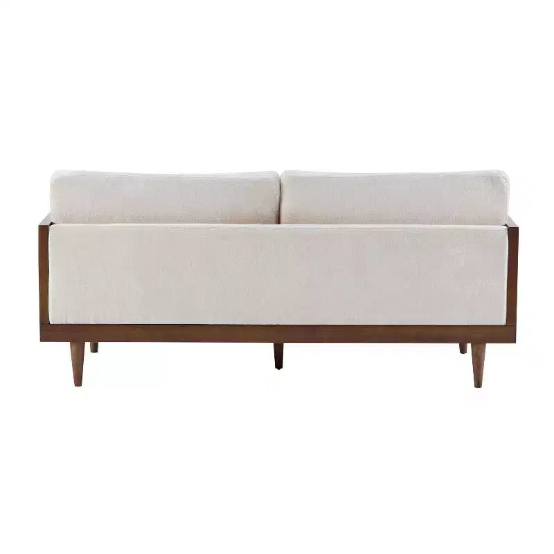 Christopher Knight Home Canapé trois places moderne Quince 72 en velours, bois d'hévéa et rotin avec coussin