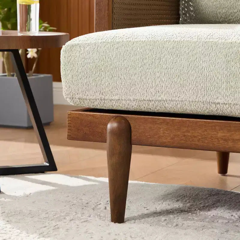 Christopher Knight Home Canapé trois places moderne Quince 72 en velours, bois d'hévéa et rotin avec coussin