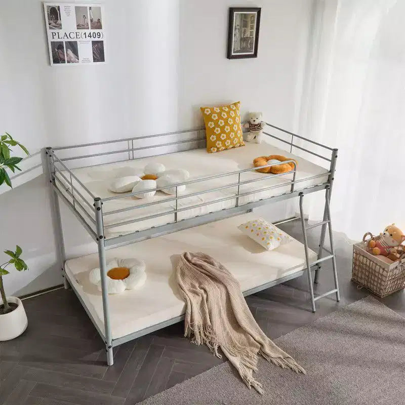 Karl Home Lit superposé double en métal blanc pour enfants, adolescents et adultes, lit superposé robuste en métal avec échelle
