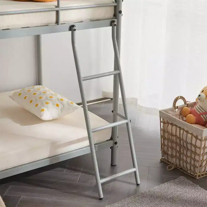 Karl Home Lit superposé double en métal blanc pour enfants, adolescents et adultes, lit superposé robuste en métal avec échelle