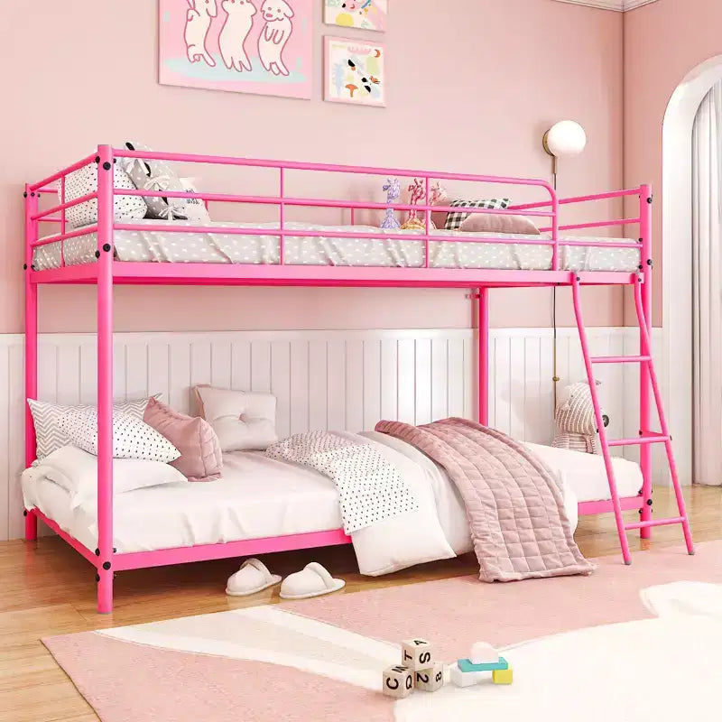 Karl Home Lit superposé double en métal blanc pour enfants, adolescents et adultes, lit superposé robuste en métal avec échelle