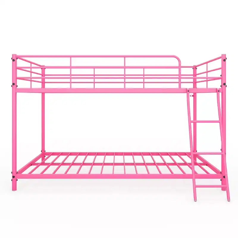 Karl Home Lit superposé double en métal blanc pour enfants, adolescents et adultes, lit superposé robuste en métal avec échelle