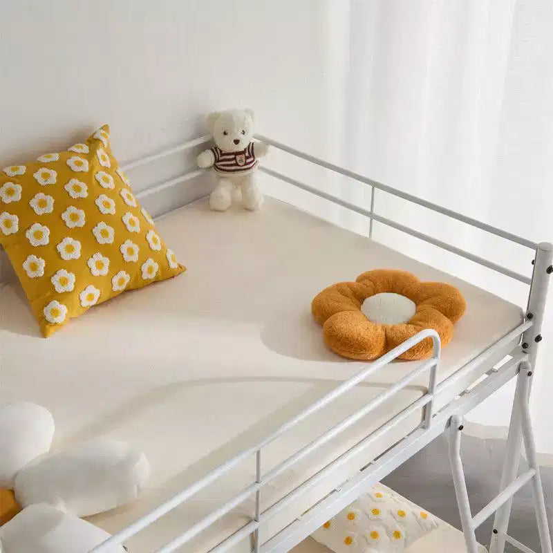 Karl Home Lit superposé double en métal blanc pour enfants, adolescents et adultes, lit superposé robuste en métal avec échelle