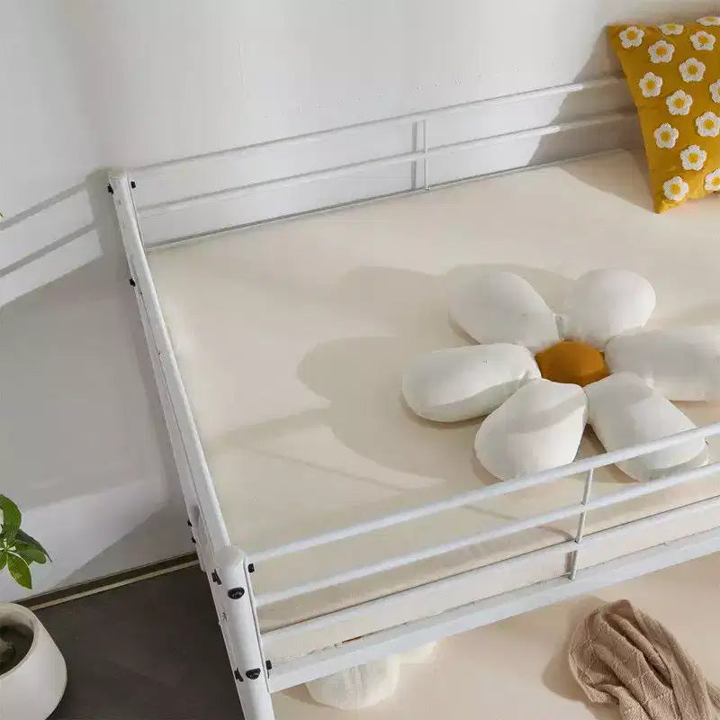 Karl Home Lit superposé double en métal blanc pour enfants, adolescents et adultes, lit superposé robuste en métal avec échelle
