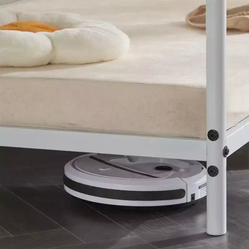 Karl Home Lit superposé double en métal blanc pour enfants, adolescents et adultes, lit superposé robuste en métal avec échelle