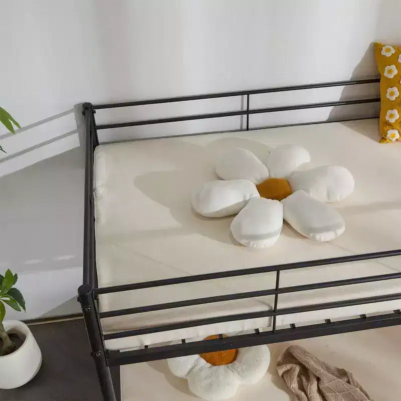 Karl Home Lit superposé double en métal blanc pour enfants, adolescents et adultes, lit superposé robuste en métal avec échelle