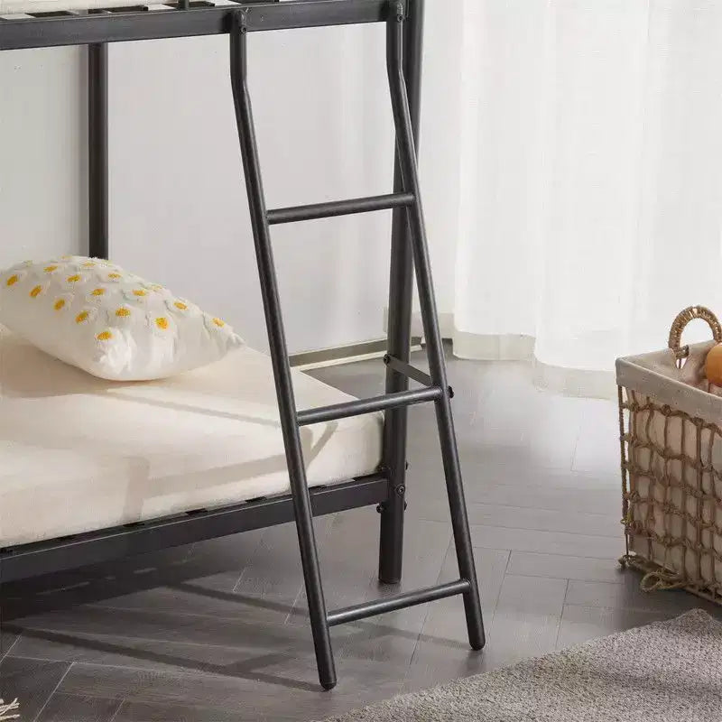 Karl Home Lit superposé double en métal blanc pour enfants, adolescents et adultes, lit superposé robuste en métal avec échelle