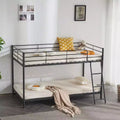 Karl Home Lit superposé double en métal blanc pour enfants, adolescents et adultes, lit superposé robuste en métal avec échelle