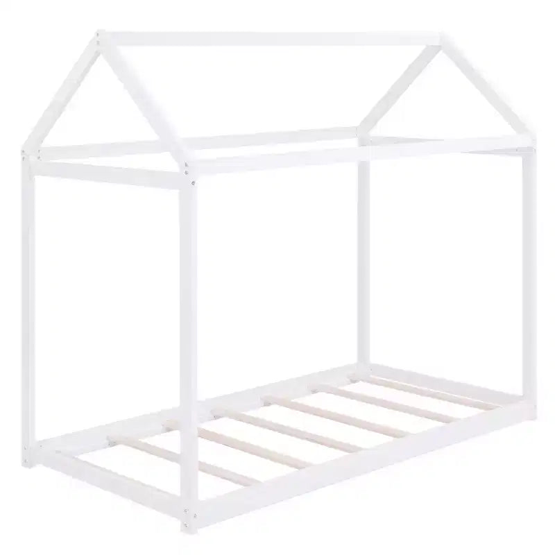 Cadre de lit en bois Okak double en forme de maison, lit au sol moderne pour chambre d'enfant/tout-petits