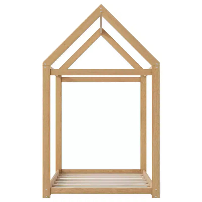 Cadre de lit en bois Okak double en forme de maison, lit au sol moderne pour chambre d'enfant/tout-petits