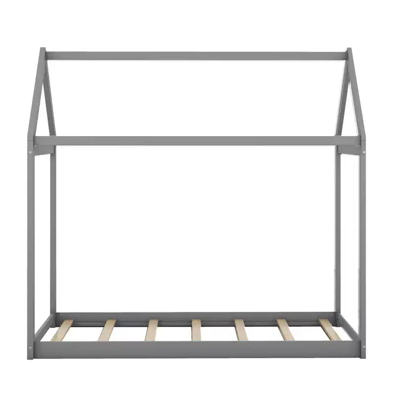 Cadre de lit en bois Okak double en forme de maison, lit au sol moderne pour chambre d'enfant/tout-petits