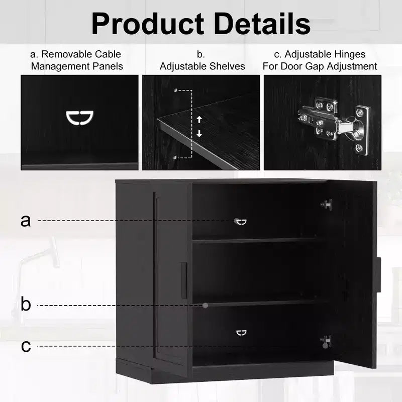 Meuble de rangement en bois noir 36x31 avec étagères réglables Meuble d'appoint moderne pour salon, entrée