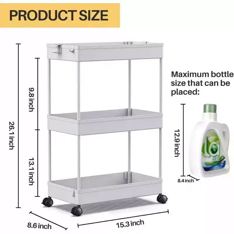 ACOINEL Chariot de Rangement Roulant 3 Niveaux, Chariot de Salle de Bain Organisateur de Buanderie Chariot de Service Étagère Mobile Unité d'Étagères Multi-Fonctionnelles Blanc