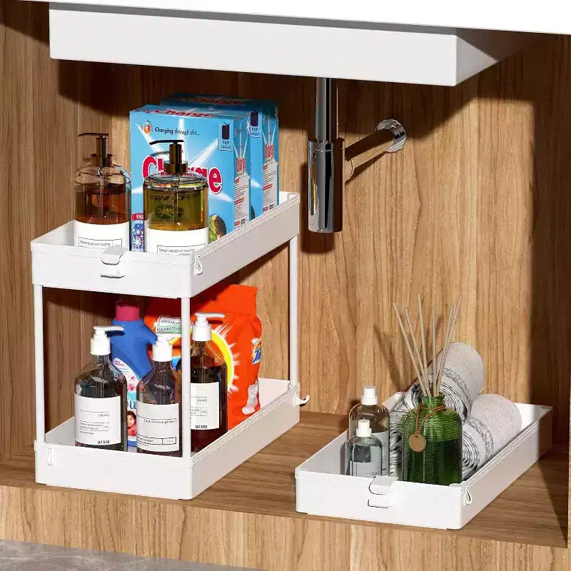 ACOINEL Chariot de Rangement Roulant 3 Niveaux, Chariot de Salle de Bain Organisateur de Buanderie Chariot de Service Étagère Mobile Unité d'Étagères Multi-Fonctionnelles Blanc
