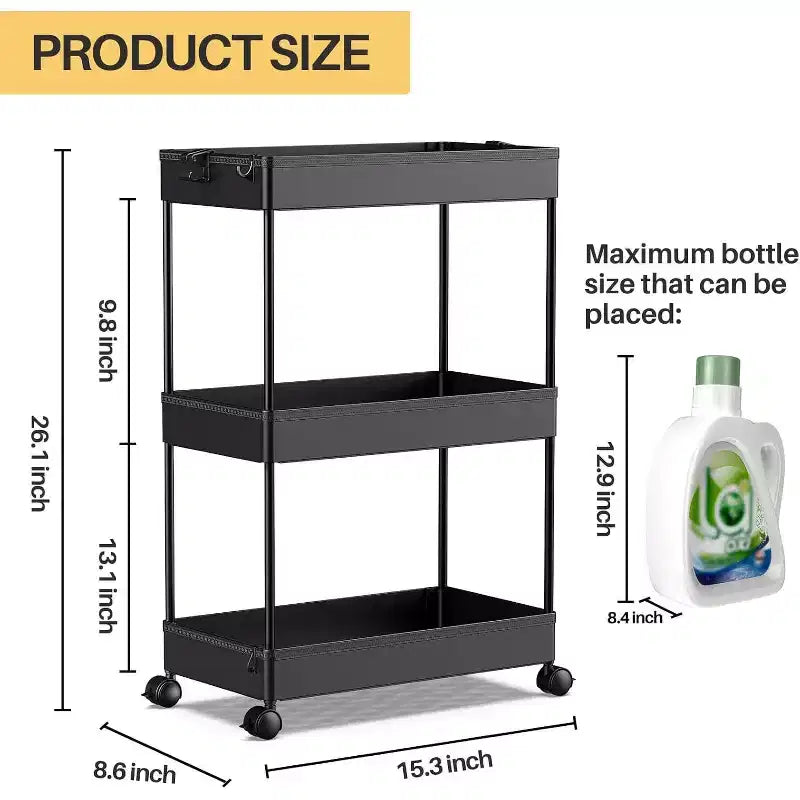 ACOINEL Chariot de Rangement Roulant 3 Niveaux, Chariot de Salle de Bain Organisateur de Buanderie Chariot de Service Étagère Mobile Unité d'Étagères Multi-Fonctionnelles Blanc