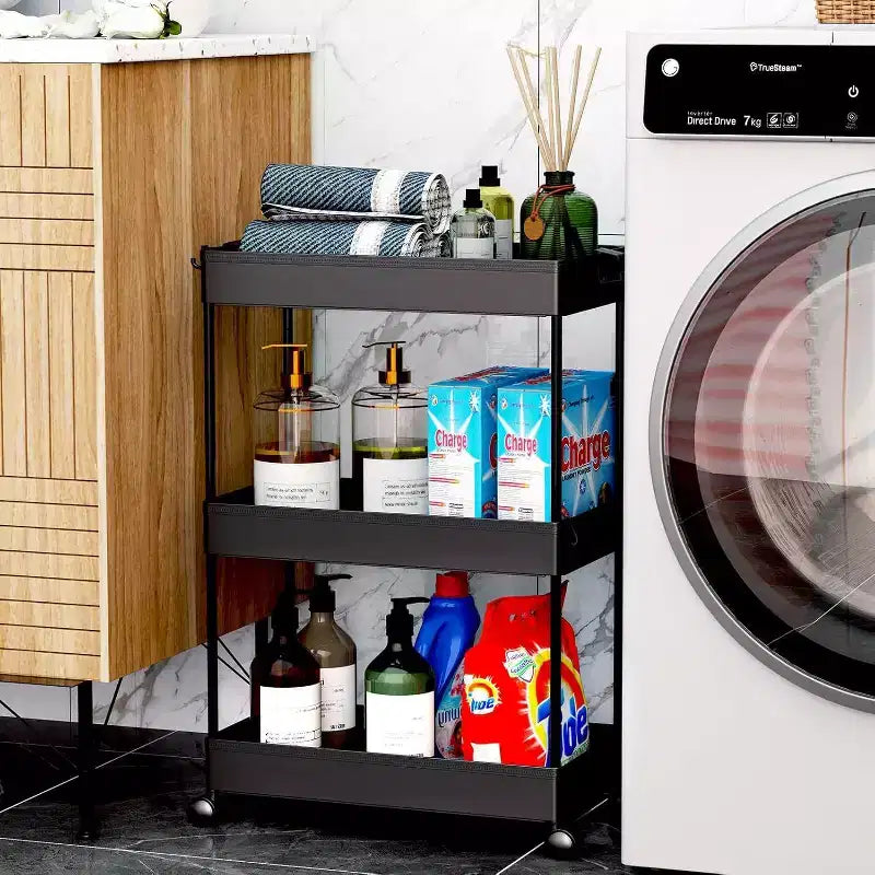 ACOINEL Chariot de Rangement Roulant 3 Niveaux, Chariot de Salle de Bain Organisateur de Buanderie Chariot de Service Étagère Mobile Unité d'Étagères Multi-Fonctionnelles Blanc