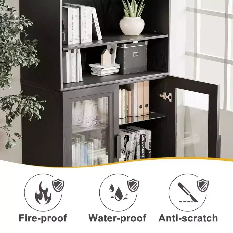 Buffet d'appoint en bois noir 36*31*16, meuble de rangement avec étagères réglables pour cuisine, chambre, salon, salle à manger