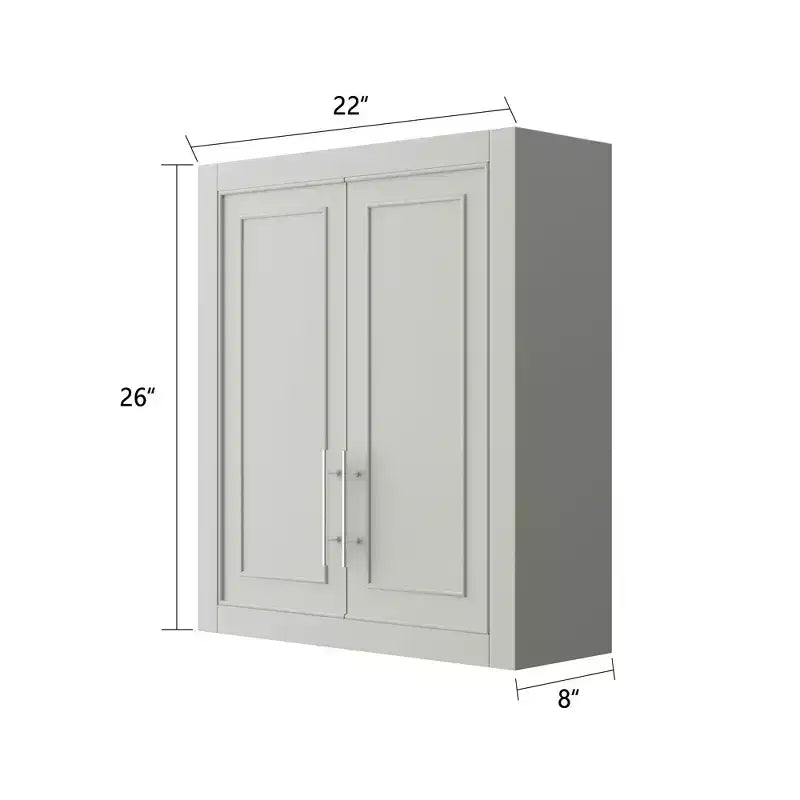 Meuble Mural de Salle de Bain et Cuisine, Armoire à Pharmacie Au-dessus des Toilettes, Meuble de Buanderie avec Portes et Étagères de Rangement, Gris