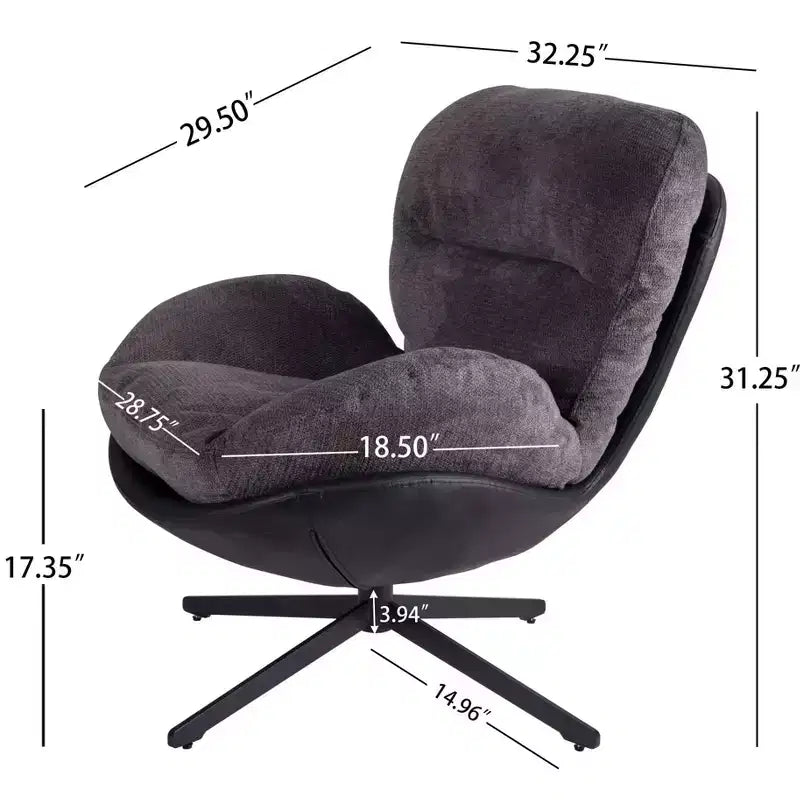 Chaise de bureau pivotante Okak Modern Chenille pour studio, fauteuil d'appoint confortable pour salon, appartement