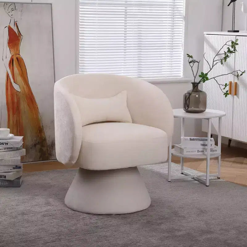 Okak Swivel Accent Chair Armchair, Round Barrel Chair in Fabric, Perfect for Living Room