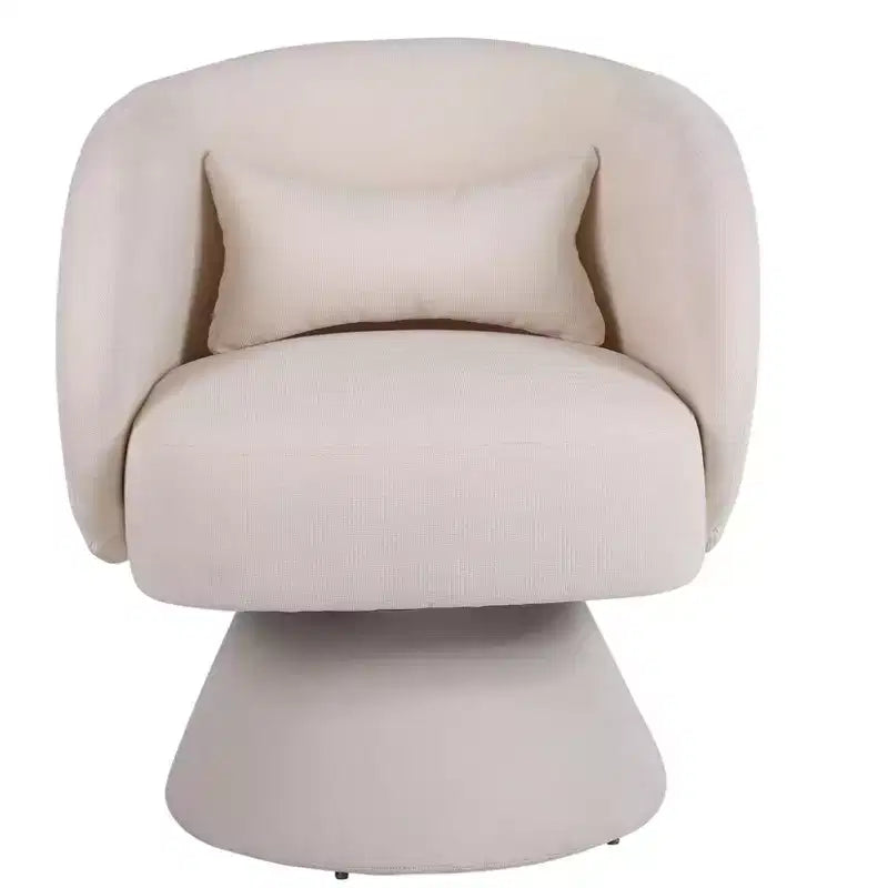 Fauteuil pivotant Okak, rond en tissu, parfait pour le salon