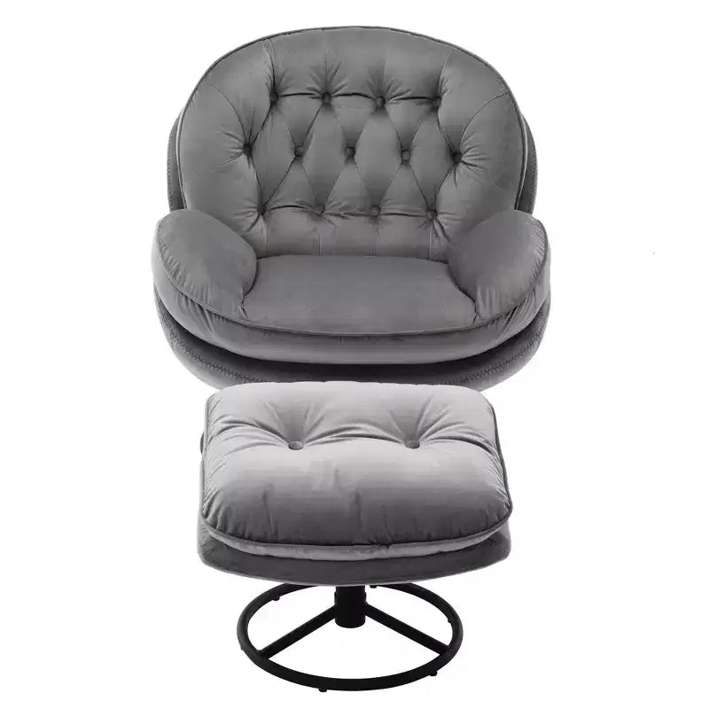 Fauteuils d'appoint modernes Okak pour chambre à coucher avec pouf, fauteuil de loisirs avec siège rembourré