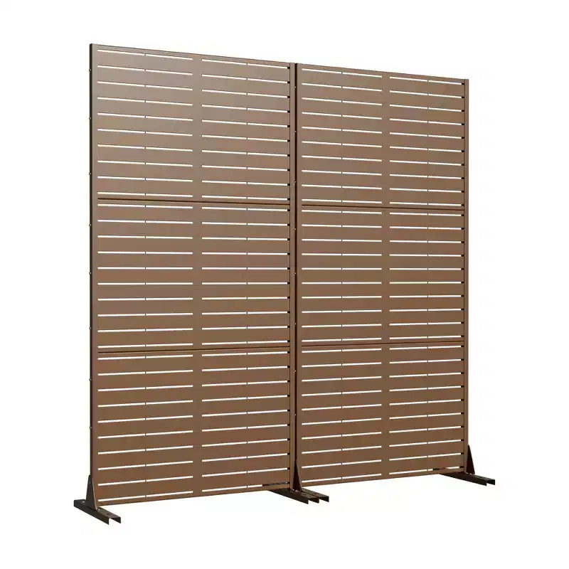 72 H70W Écran d'intimité autoportant en métal Dovelina Brown pour extérieur, clôture de jardin décorative