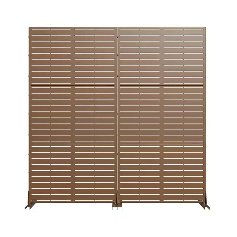 72 H70W Écran d'intimité autoportant en métal Dovelina Brown pour extérieur, clôture de jardin décorative
