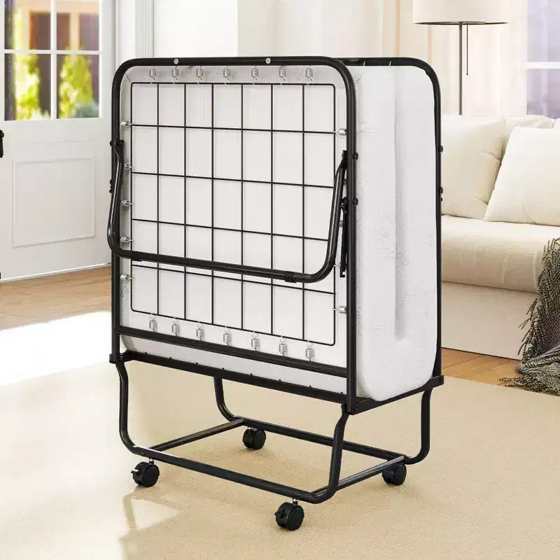Costway Lit Pliant avec Matelas 74 x 31 Lit d'appoint Pliable sur Roulettes Gain de Place