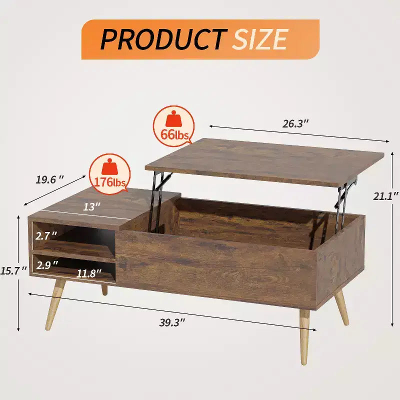 BestMassage Table Basse Moderne avec Plateau Relevable et Grand Espace de Rangement