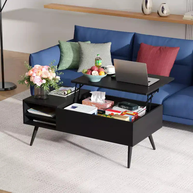 BestMassage Table Basse Moderne avec Plateau Relevable et Grand Espace de Rangement