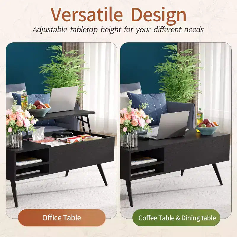 BestMassage Table Basse Moderne avec Plateau Relevable et Grand Espace de Rangement