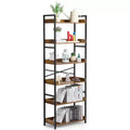 VEVOR Metal Bookshelf, 6-Tier Industrial Bookshelf, Tall Wide Rustic Vintage Storage Bookcase with Open Shelves, Freestanding Display Shelving