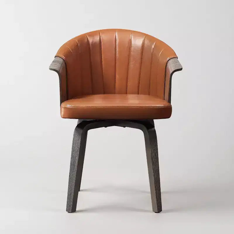 Chaise de salle à manger pivotante Art Leon Mid-Century Modern en cuir PU et pieds en peuplier