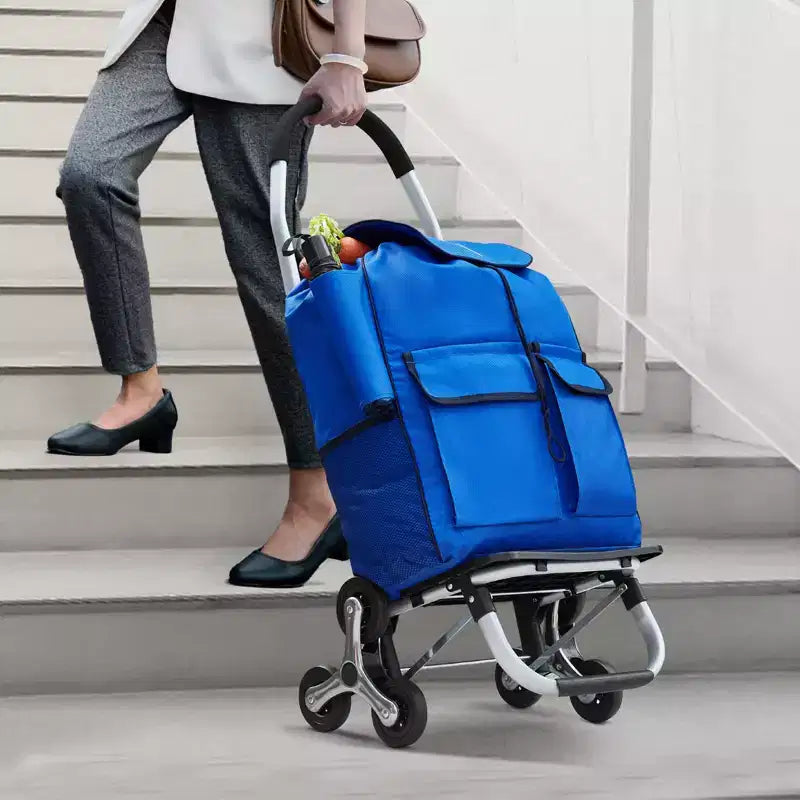 VEVOR Chariot Escalier Diable, Chariot de Courses Pliant 36L, Chariot de Courses à Main pour Linge avec 6 Roues et Sac en Tissu Oxford