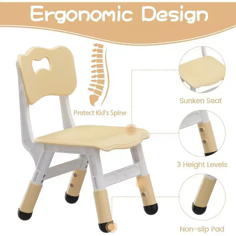 Ensemble Table et 4 Chaises pour Enfants, Table et Chaises Réglables en Hauteur pour Tout-Petits, Mobilier de Jeu pour Enfants pour la Lecture, le Dessin