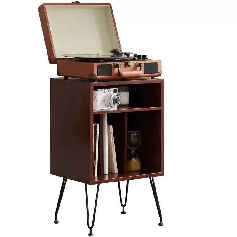 Meuble de Support pour Platine Vinyle, Table pour Platine Vinyle, Meuble pour Disques Vinyles pour Salon, Meuble Platine Vinyle avec Pieds en Métal
