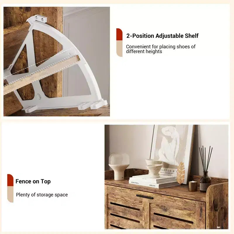 Meuble à chaussures pour entrée, meuble à chaussures avec 2 tiroirs basculants, meuble de rangement à chaussures fin de style ferme avec crochets pour entrée, couloir, porte d'entrée