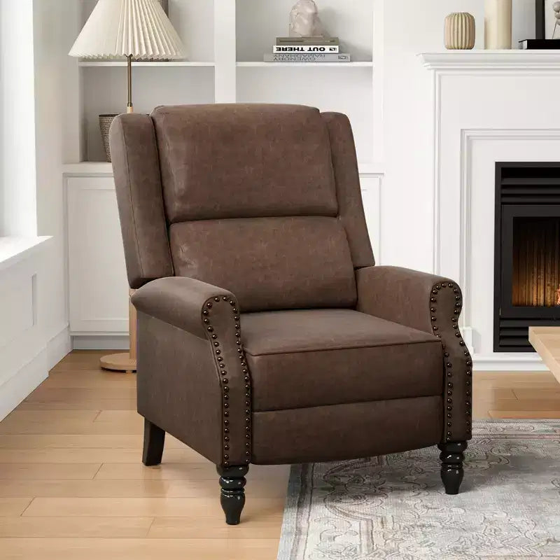 Faux Leather Pushback Recliner Chair for Living Room Bedroom RV