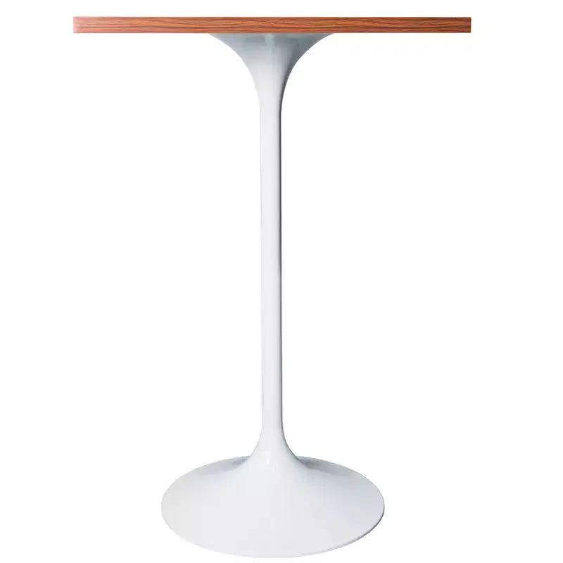 LeisureMod Verve Table à manger carrée 24 pouces hauteur bar - Plateau en MDF moderne avec piédestal blanc Table hauteur comptoir pour cuisine, maison et pub