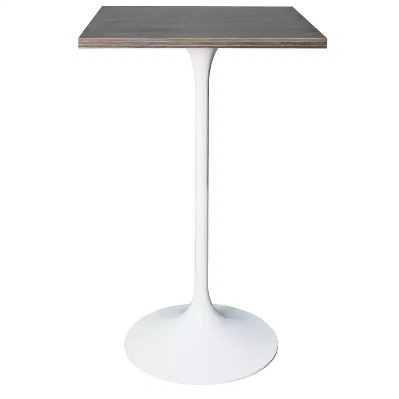 LeisureMod Verve Table à manger carrée 24 pouces hauteur bar - Plateau en MDF moderne avec piédestal blanc Table hauteur comptoir pour cuisine, maison et pub