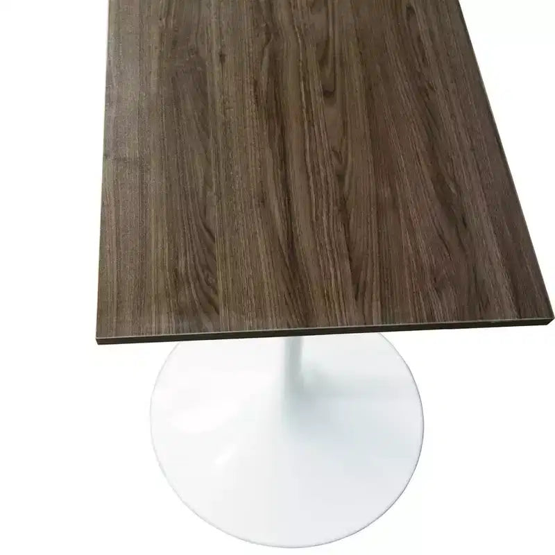 LeisureMod Verve Table à manger carrée 24 pouces hauteur bar - Plateau en MDF moderne avec piédestal blanc Table hauteur comptoir pour cuisine, maison et pub