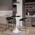LeisureMod Verve 24 Sqaure Bar Height Dining Table - Modern MDF Top with White Pedestal Base Counter Height Table for Kitchen, Home, and Pub
