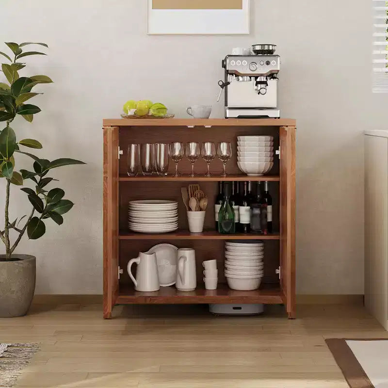 Meuble de rangement autoportant en rotin avec portes et étagères réglables, buffet moderne pour salon, salle à manger, cuisine