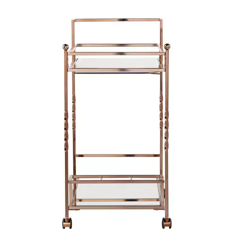 Ivers Metal Mirrored Bar Cart - Champagne - SEI