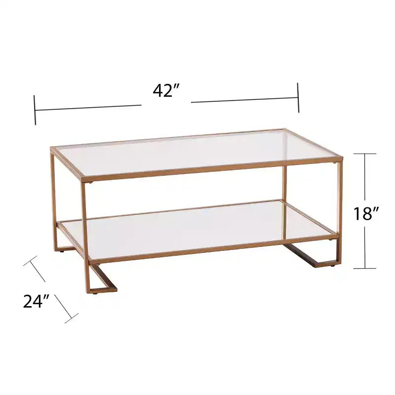 Table basse Horten à plateau en verre - Doré - SEI