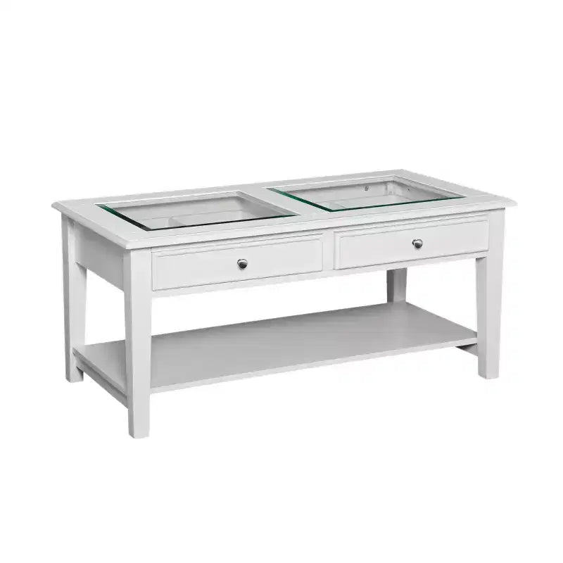 Table basse plateau verre Panorama - Blanc - SEI