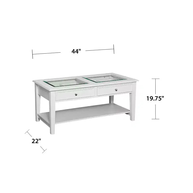 Table basse plateau verre Panorama - Blanc - SEI