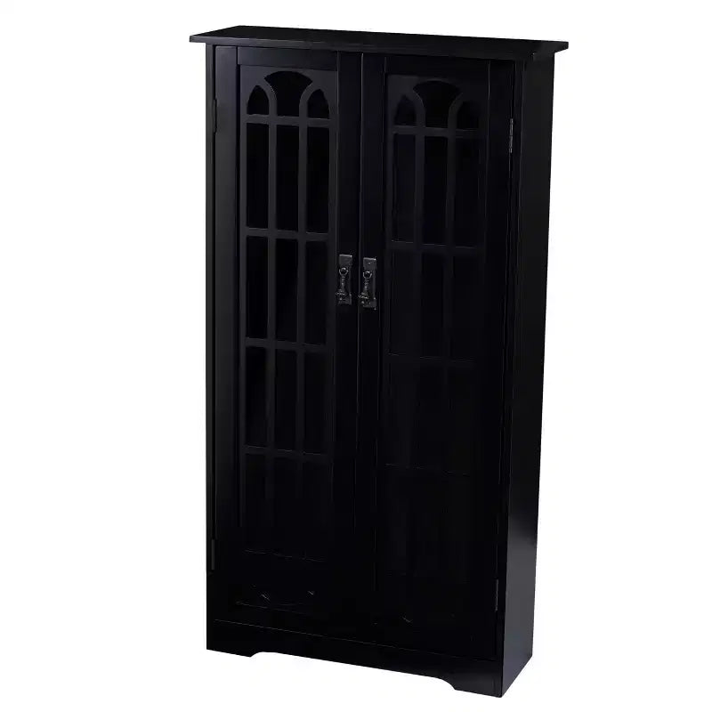 Meuble de rangement pour médias avec vitre - Noir - SEI